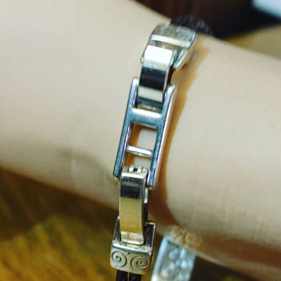 Believe In Yourself Bracelet Brighton Dark Brown Braided Leather Silver Accents - Picture 14 of 14